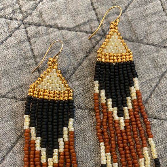 Handmade Seed Bead Earrings - Tall Fire Fringe - Picture 3 of 3